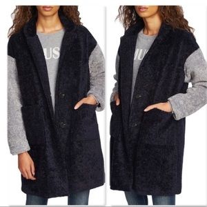 Court + Rowe Color Block Faux Fur Coat